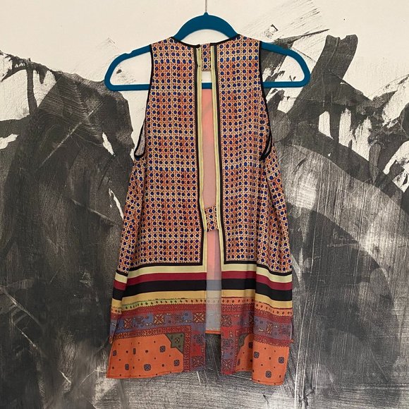 Clover Canyon | Printed Flowy Top | Open Back | Size Small - Picture 4 of 11